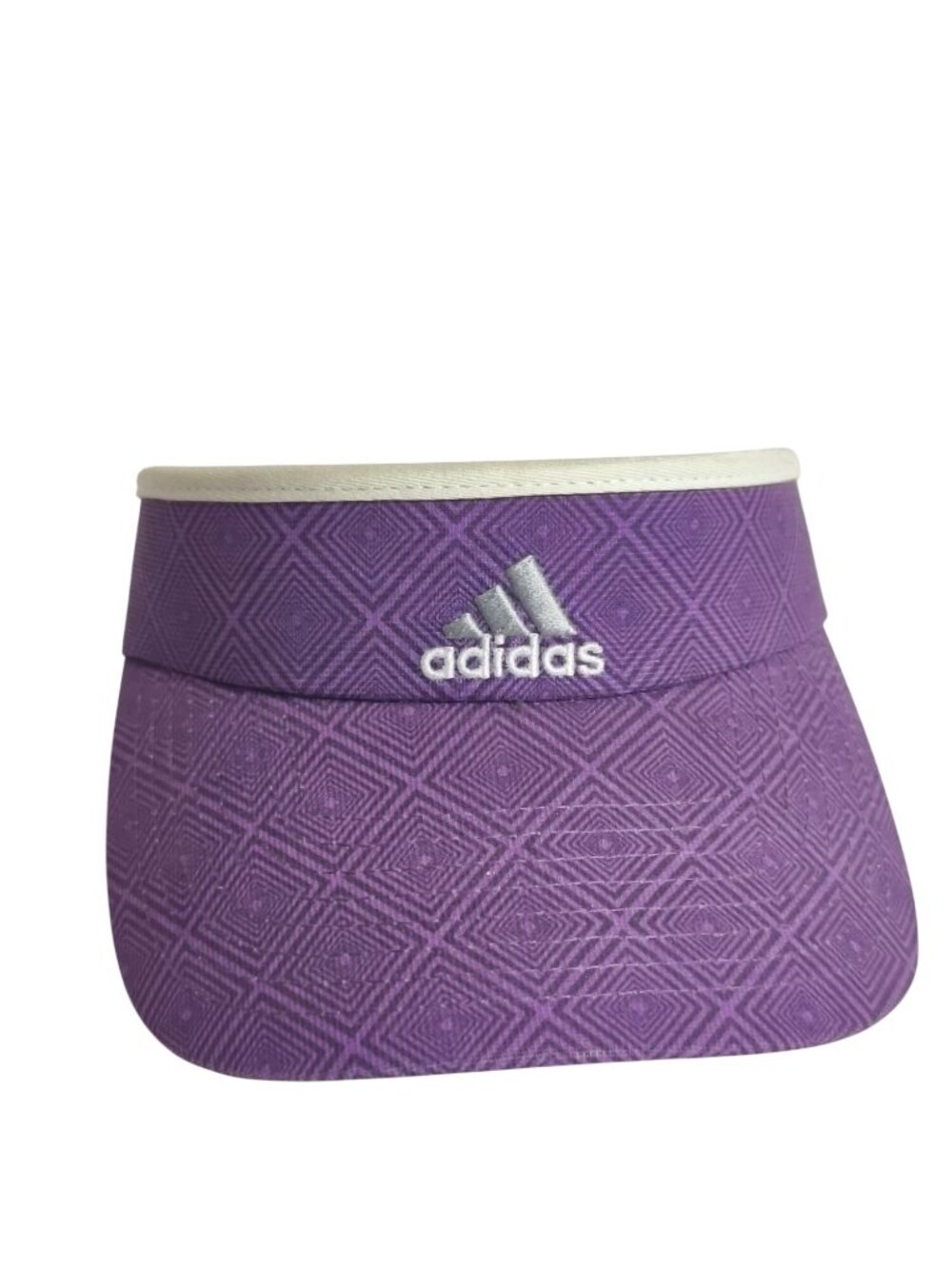 Adidas Womens Tennis Golf Visor Purple Diamond Pattern Silver Embroidered Logo